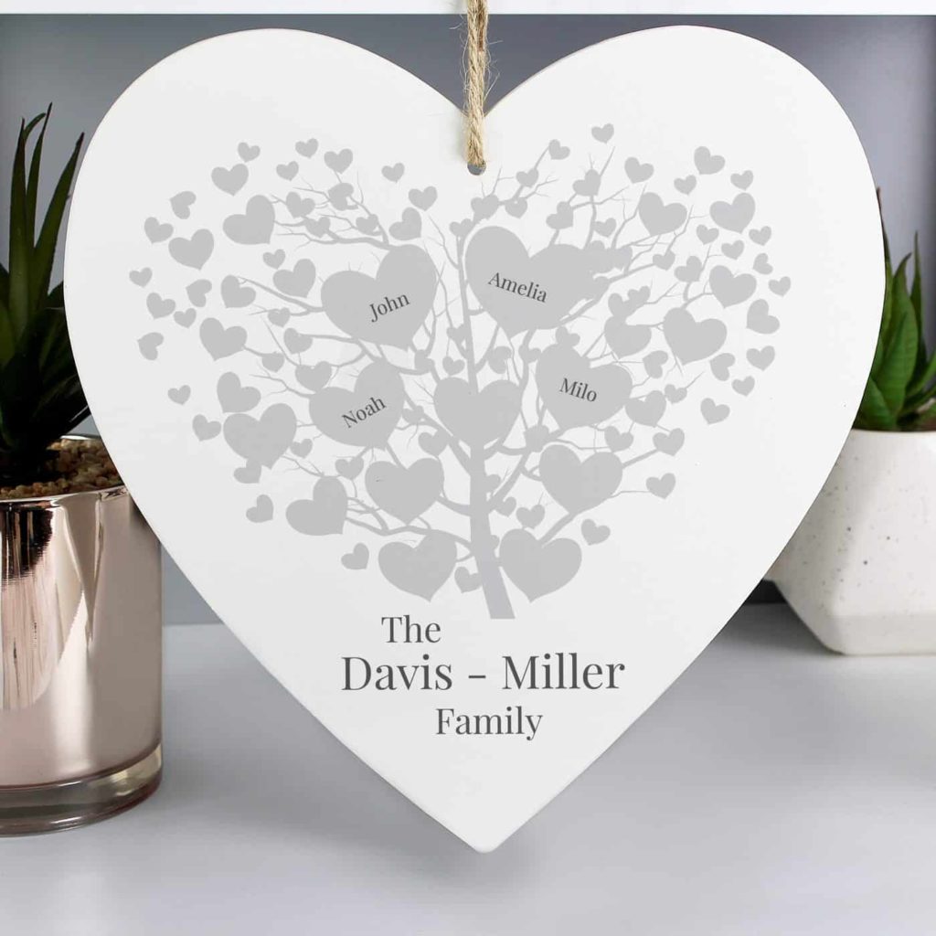 Family Tree Large Wooden Heart