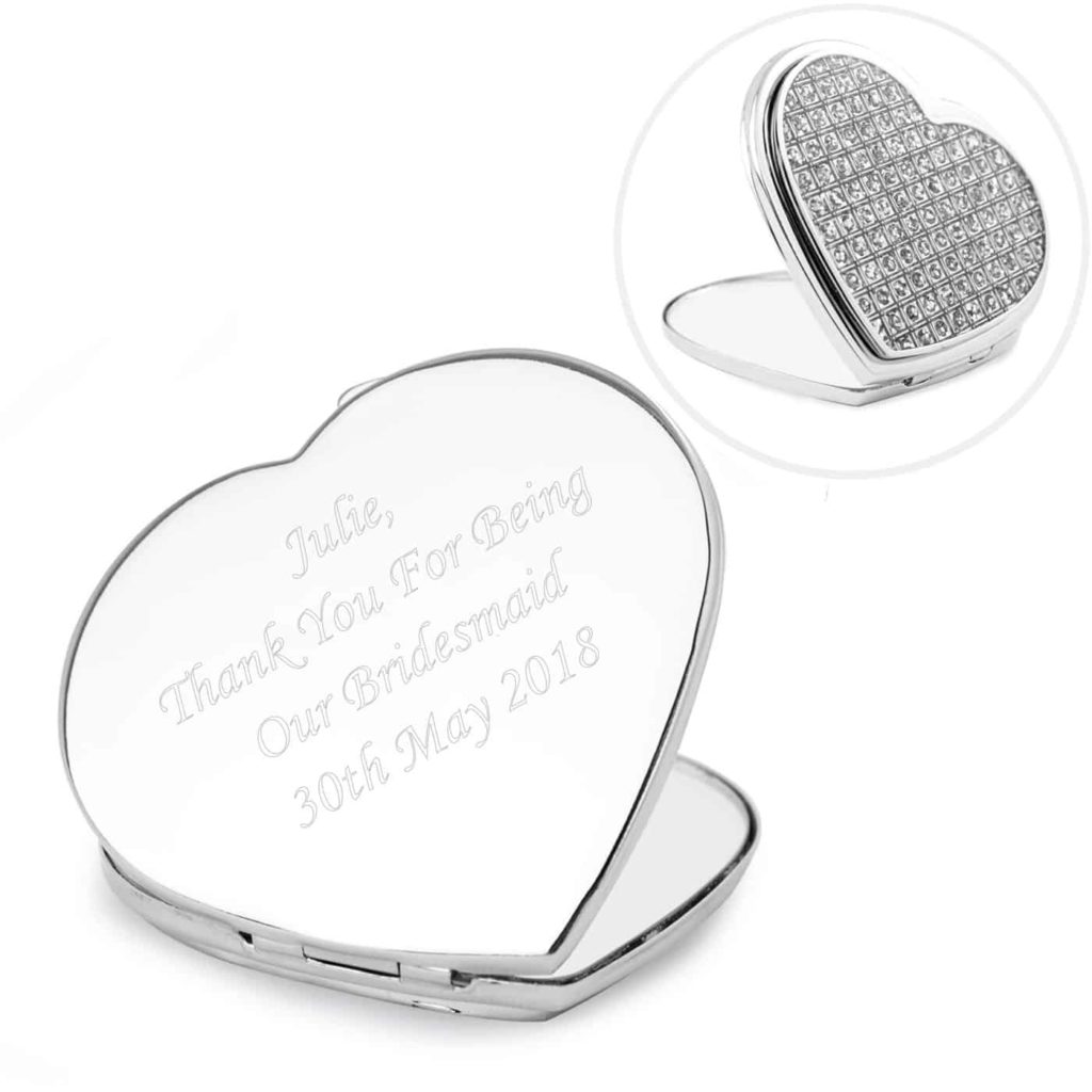 Diamante Heart Compact Mirror