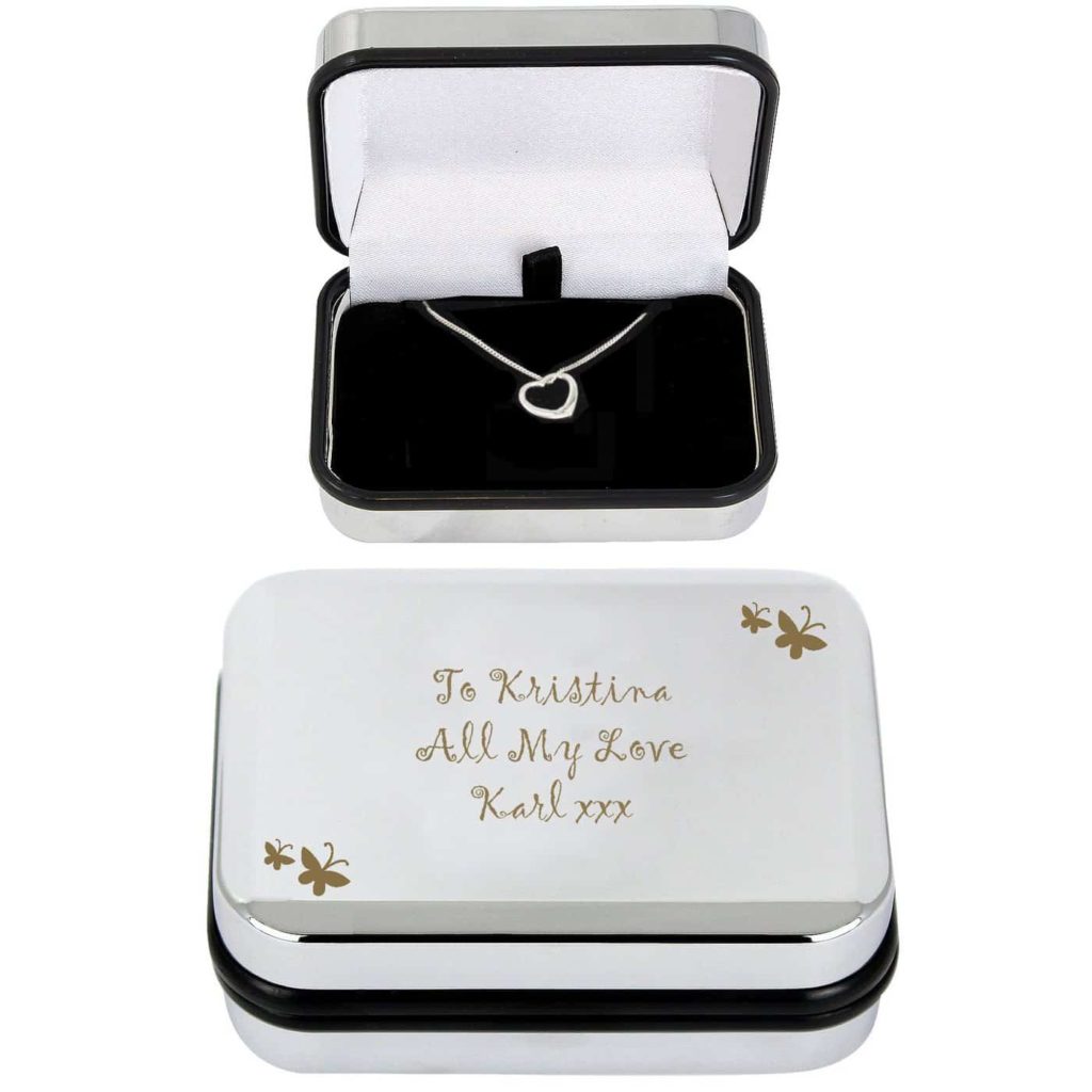 Butterfly Heart Necklace and Box