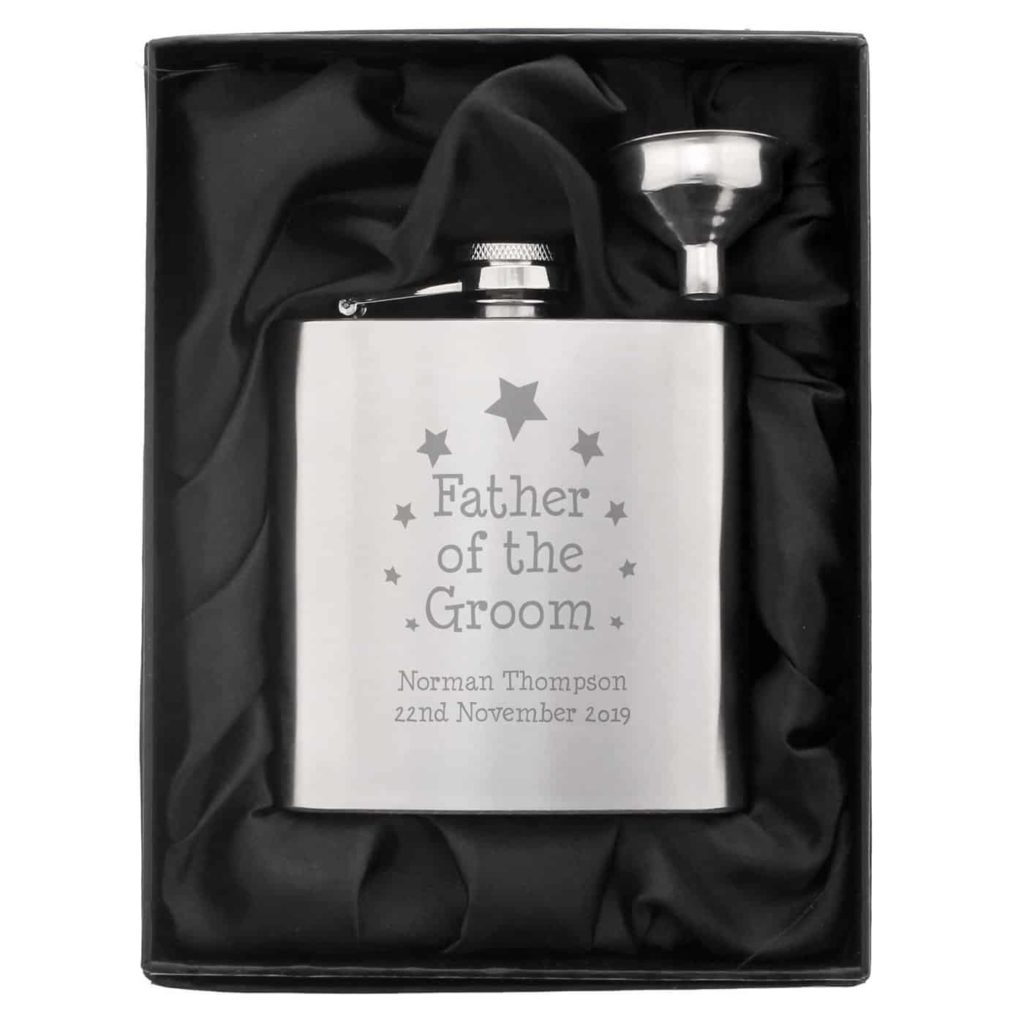Stars Father of Groom Hip Flask
