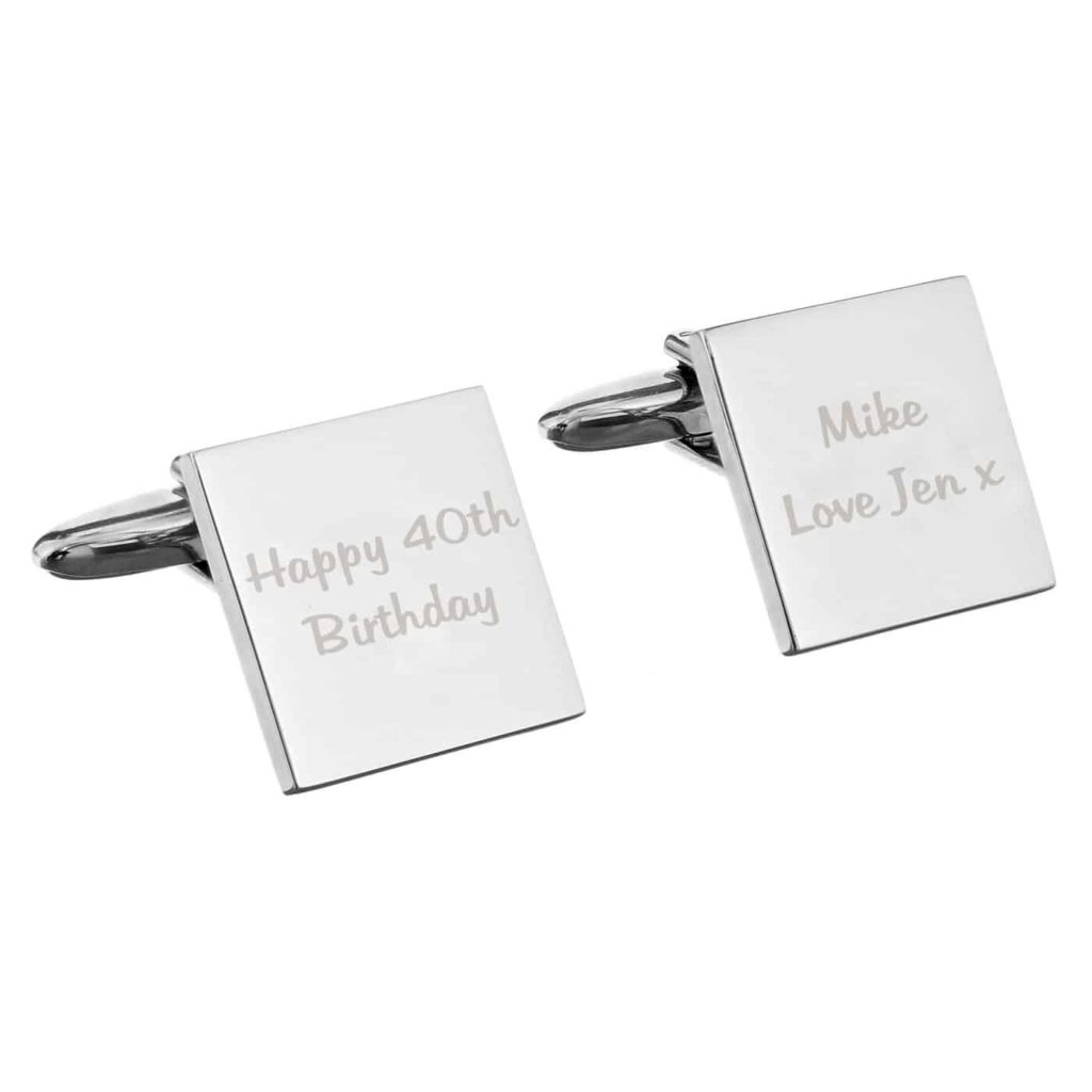 Any Message Square Cufflinks - 2 lines