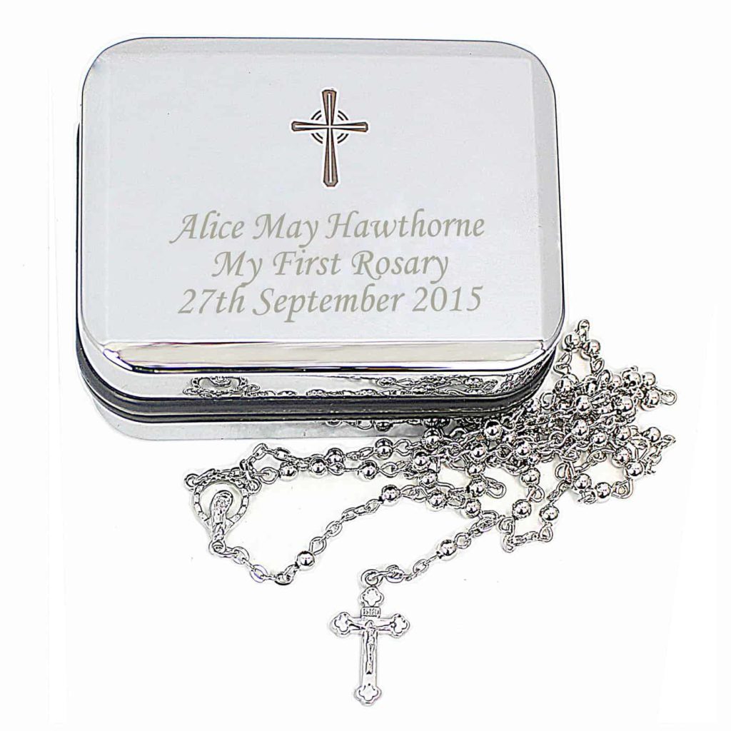 Rosary Beads and Cross Trinket Box