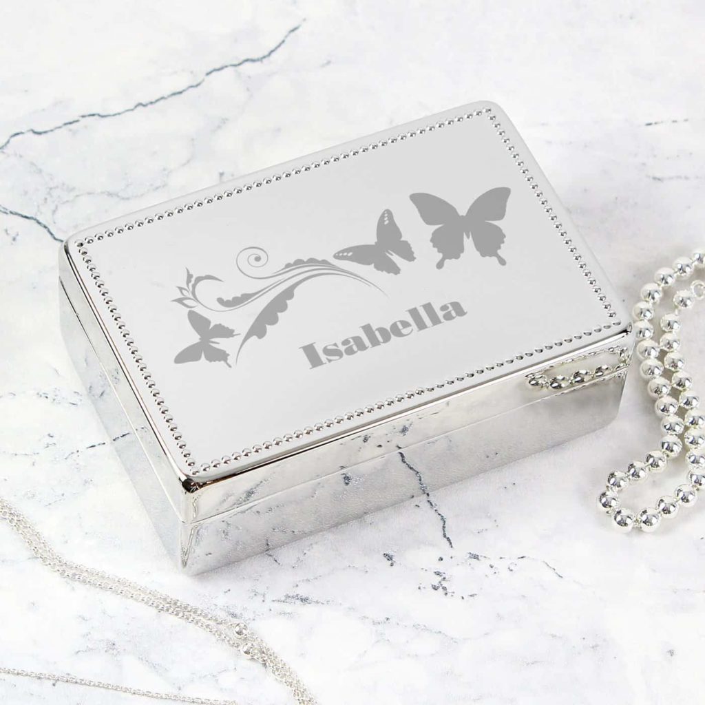 Butterfly Swirl Rectangular Jewellery Box