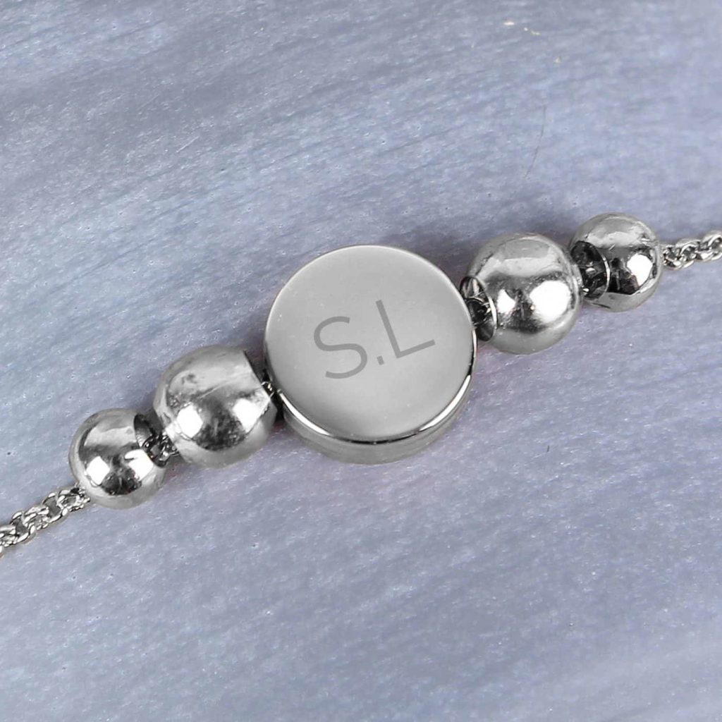 Silver Plated Initials Disc Bracelet