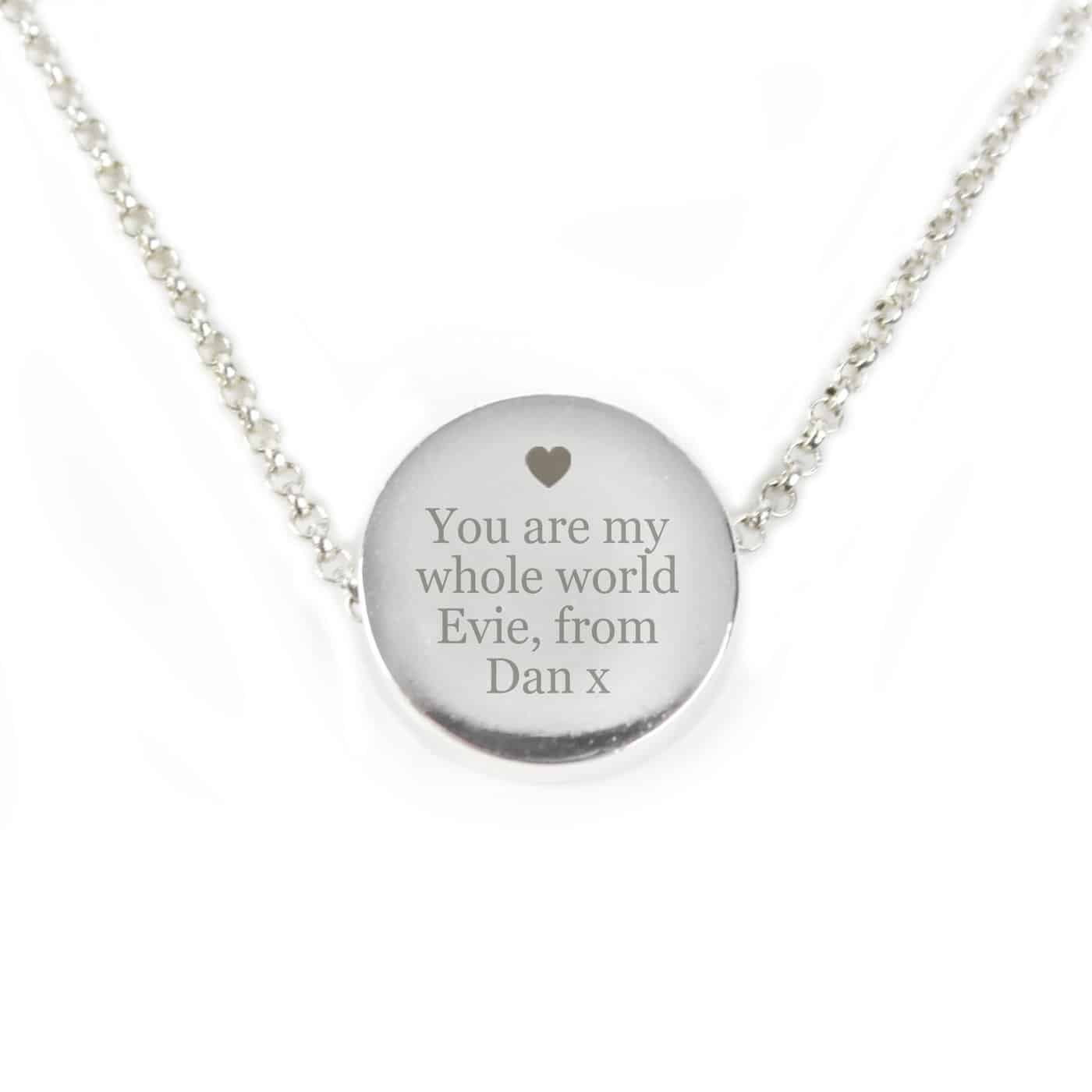 Silver Plated Any Message Disc Necklace Silver Plated Any Message Disc Necklace