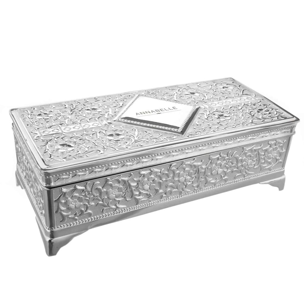 Classic Antique Silver Plated Jewellery Box