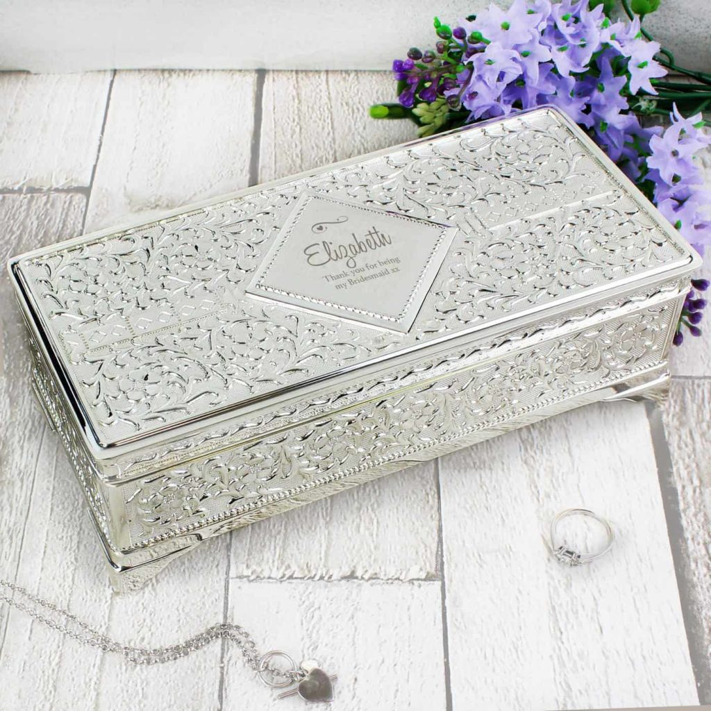 Swirls & Hearts Antique Silver Plated Jewellery Box