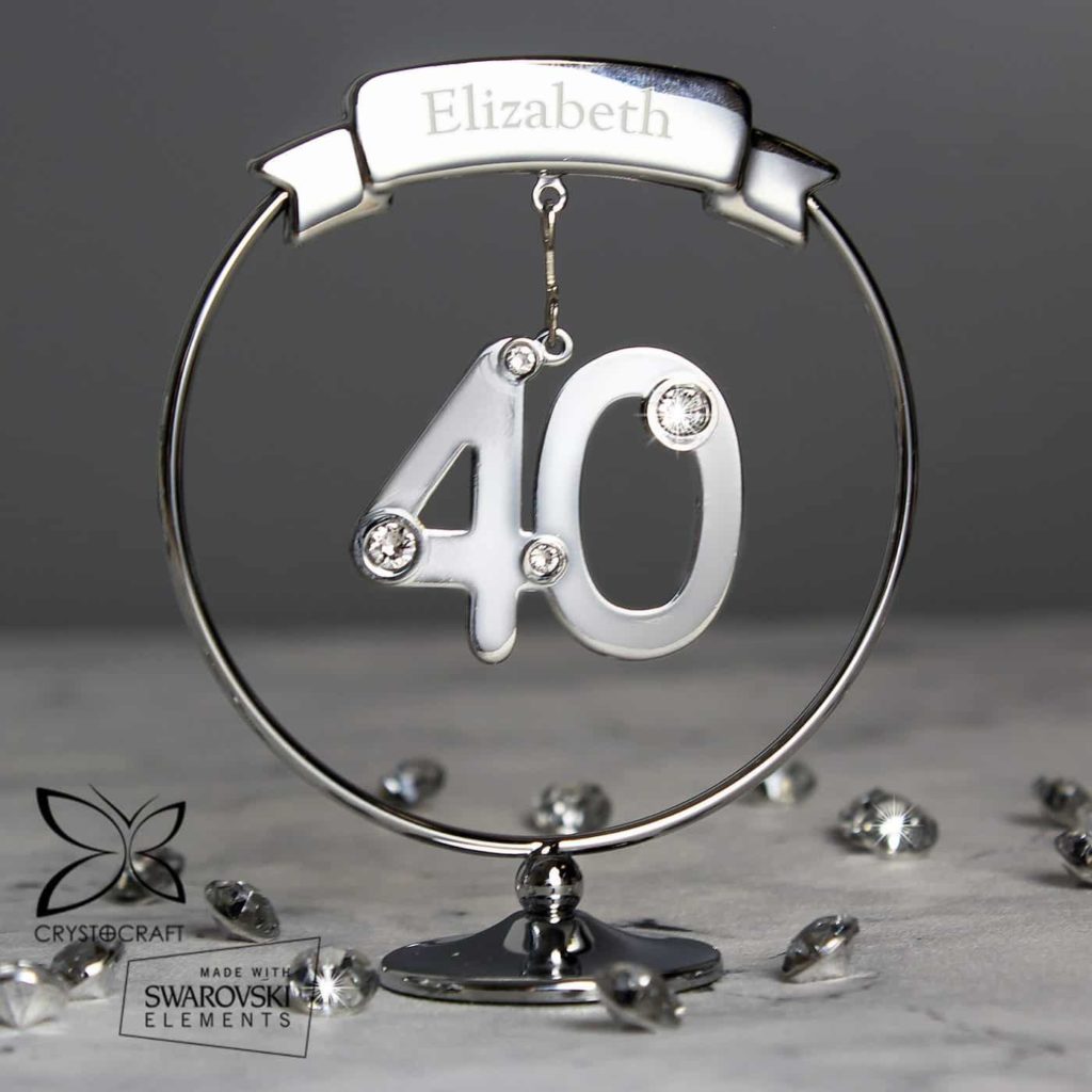 Personalised Name Only Crystocraft 40th Celebration Ornament