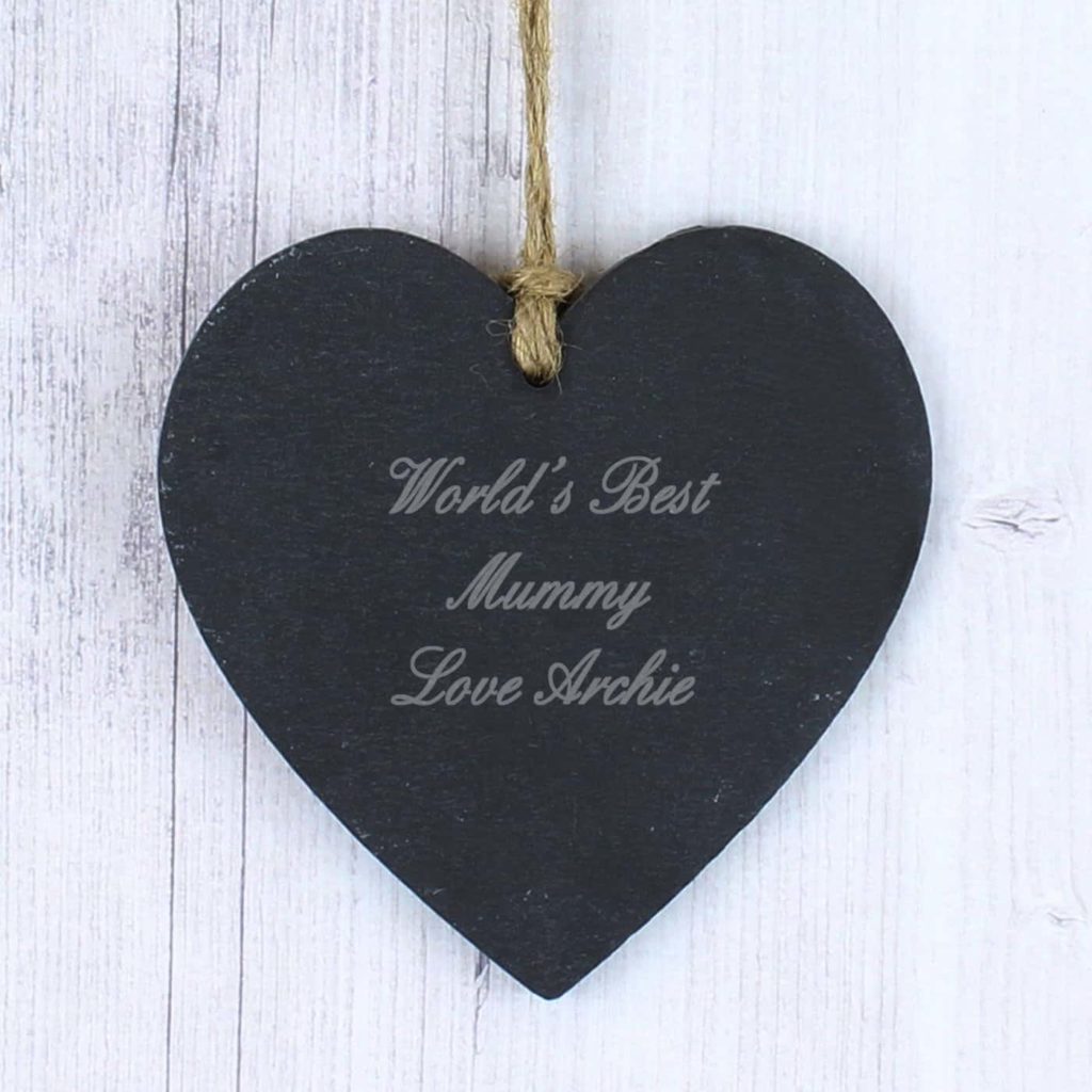 Script Engraved Slate Heart Decoration