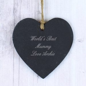 Script Engraved Slate Heart Decoration