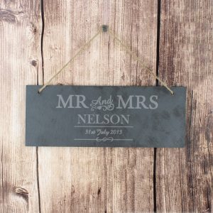Mr & Mrs Hanging Slate Plaque