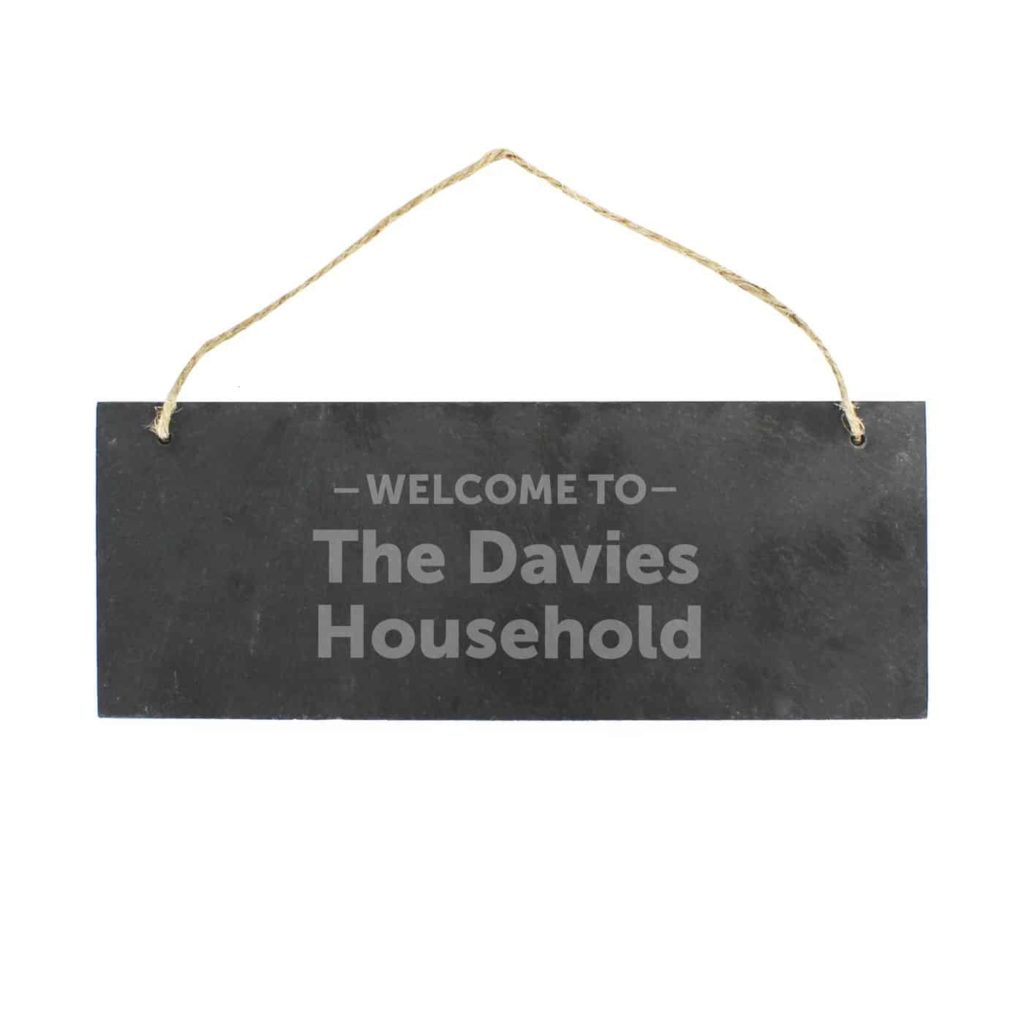 Welcome To... Hanging Slate Plaque