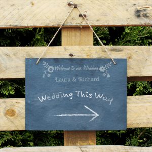Wedding Flowers Hanging Slate Sign