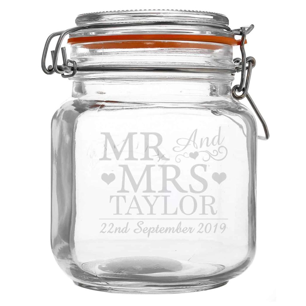 Mr & Mrs Glass Kilner Jar