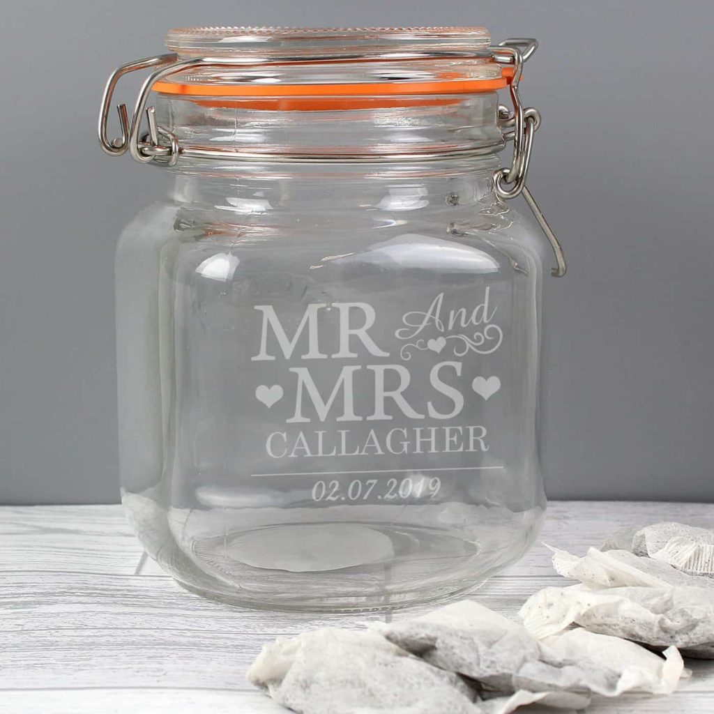 Mr & Mrs Glass Kilner Jar