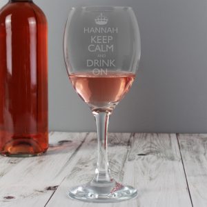 Keep Calm Engraved Wine Glass