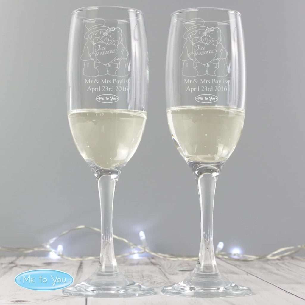 Me To You Engraved Wedding Pair of Flutes with Gift Box