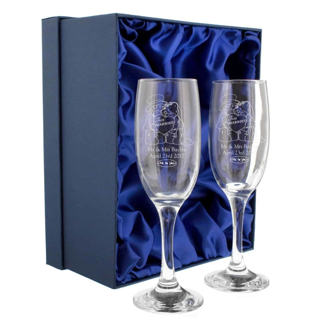 Me To You Engraved Wedding Pair of Flutes with Gift Box