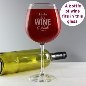 Wine O Clock Bottle of Wine Glass