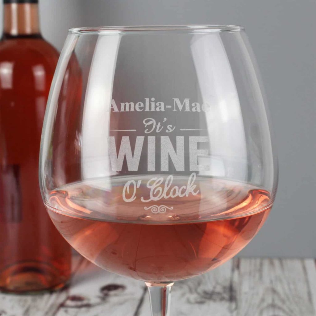 Wine O Clock Bottle of Wine Glass
