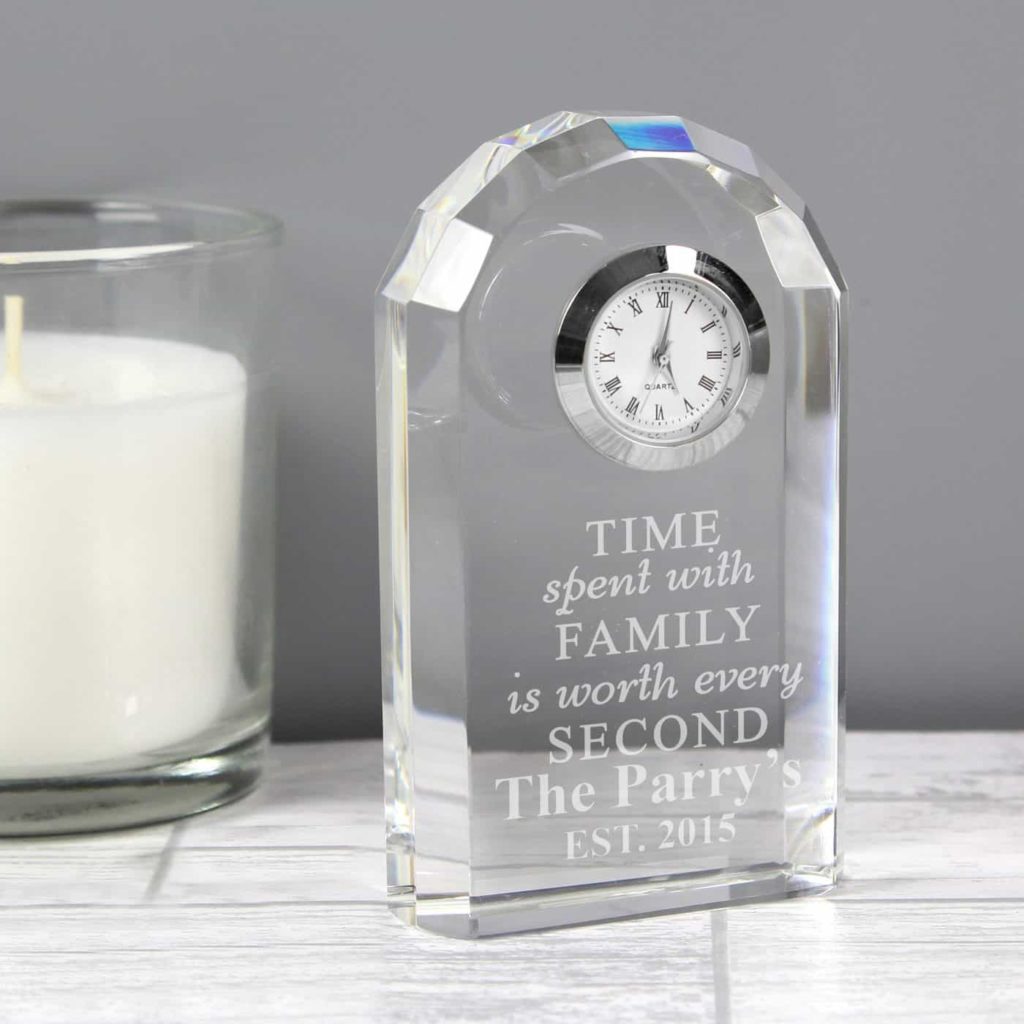 Time Spent With Family Crystal Clock