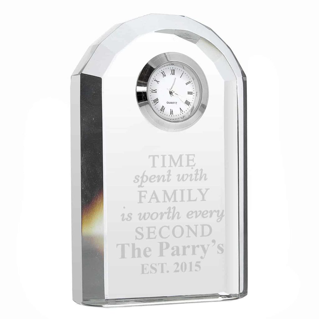 Time Spent With Family Crystal Clock