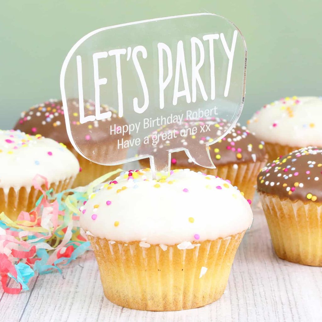 Acrylic Lets Party Cake Topper