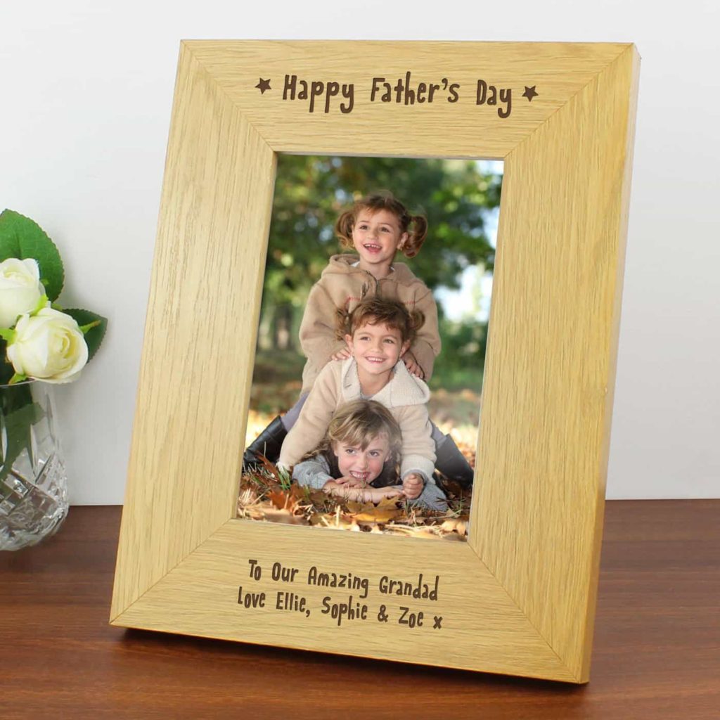 6x4 Happy Fathers Day Wooden Photo Frame