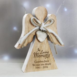 In Loving Memory Rustic Wooden Angel Decoration