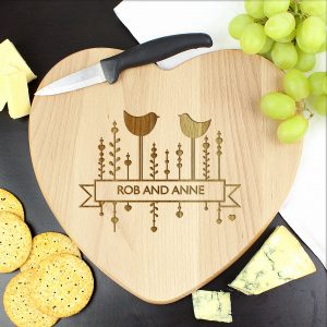 Decorative Bird Heart Chopping Board