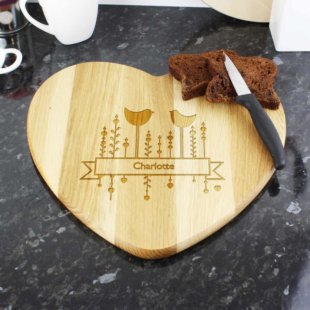 Decorative Bird Heart Chopping Board