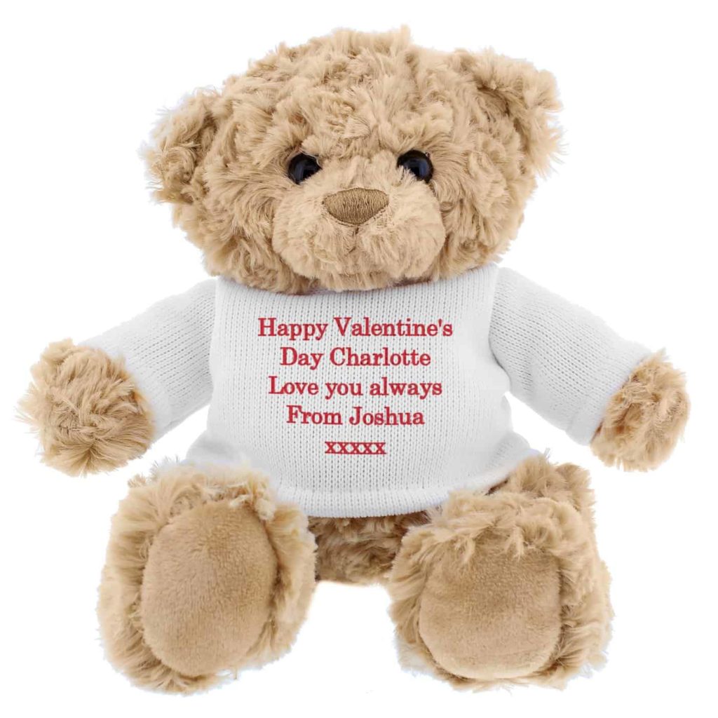 Teddy Message Bear in White and Red Jumper