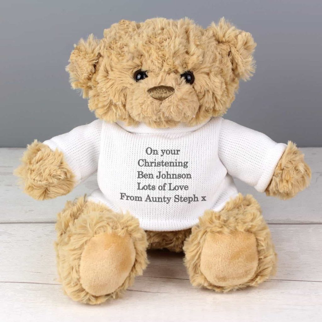 Personalised Message Teddy Bear - White & Grey