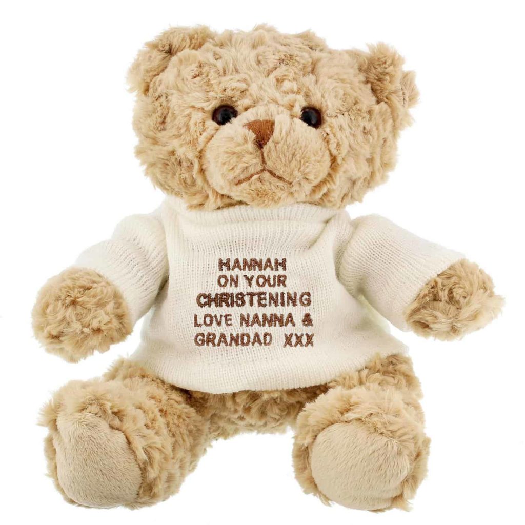 Personalised Message Teddy Bear - White & Grey
