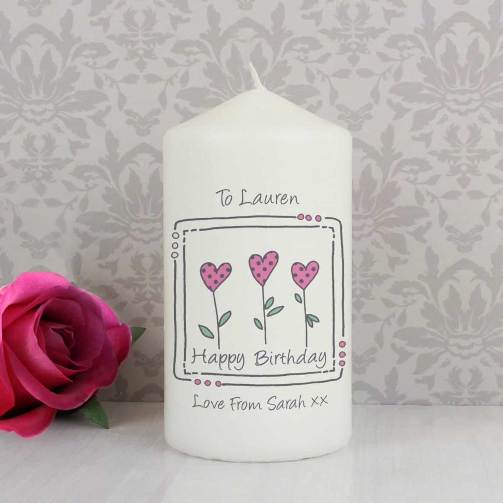 3 Hearts Message Candle