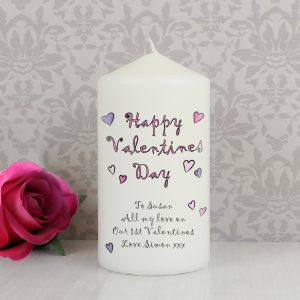 Flowers and Butterflies Happy Valentines Day Candle