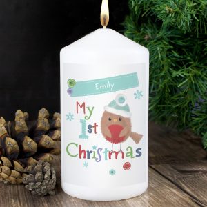 Felt Stitch Robin 'My 1st Christmas' Candle