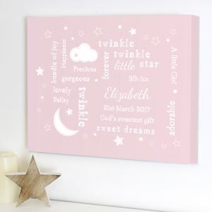 Twinkle Twinkle Typography Pink Canvas