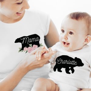 Mother & Baby Mama Bear T-Shirt And Vest Set (Medium & 0-3mths)