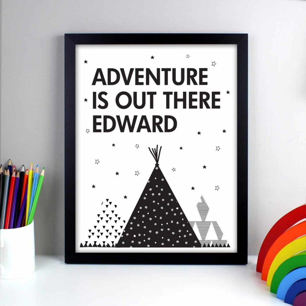 Personalised 'Adventure Is Out There' Black Framed Print