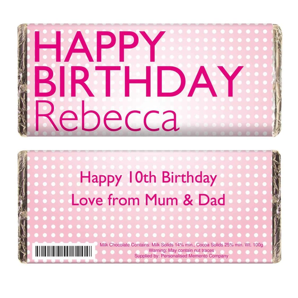 Happy Birthday Pink Dots Milk Chocolate Bar