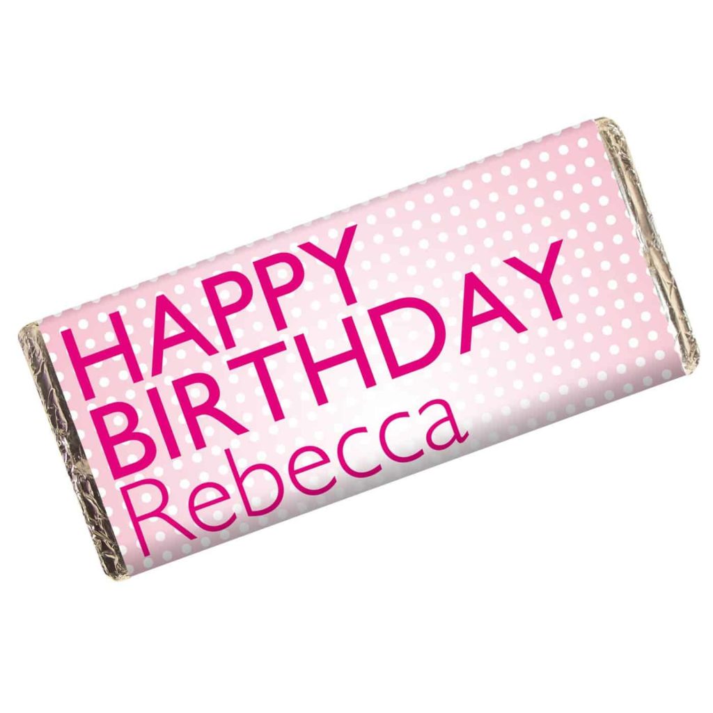 Happy Birthday Pink Dots Milk Chocolate Bar