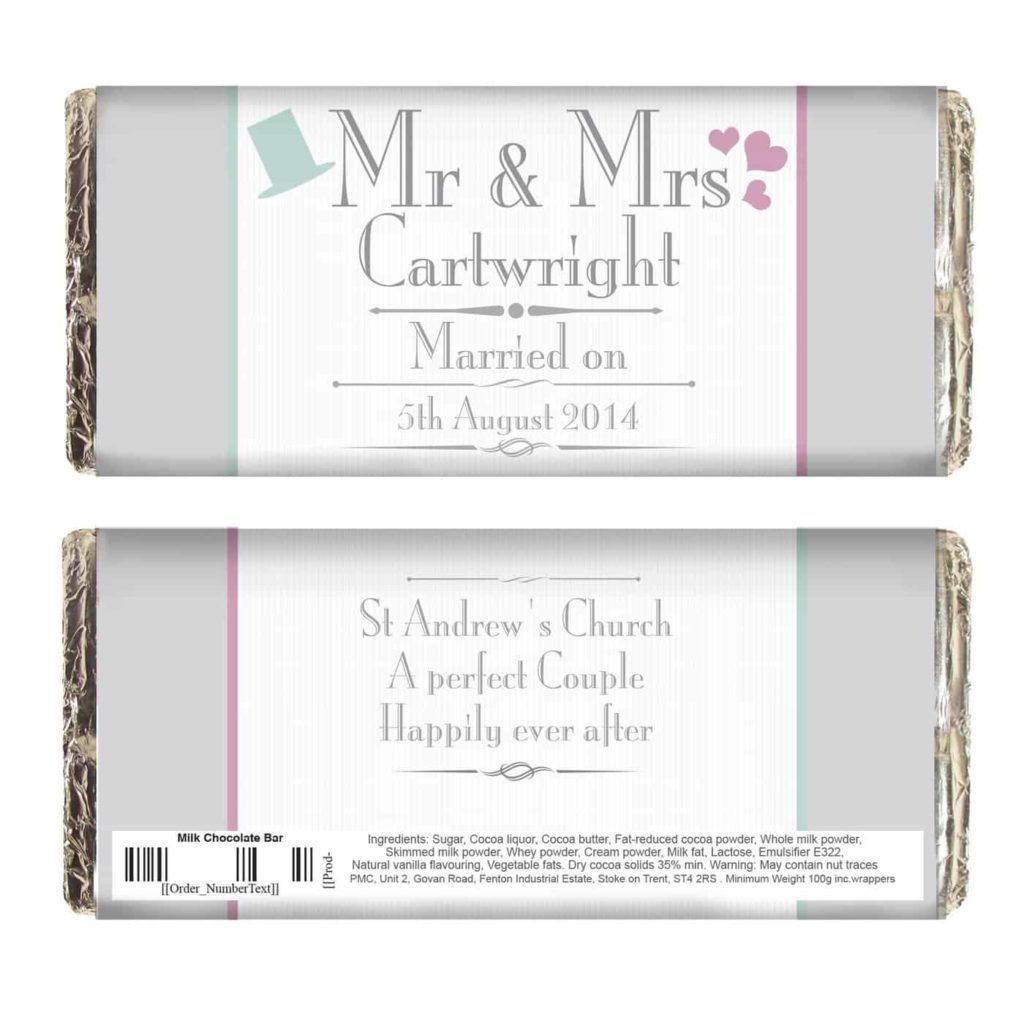 Decorative Wedding Mr & Mrs Milk Chocolate Bar