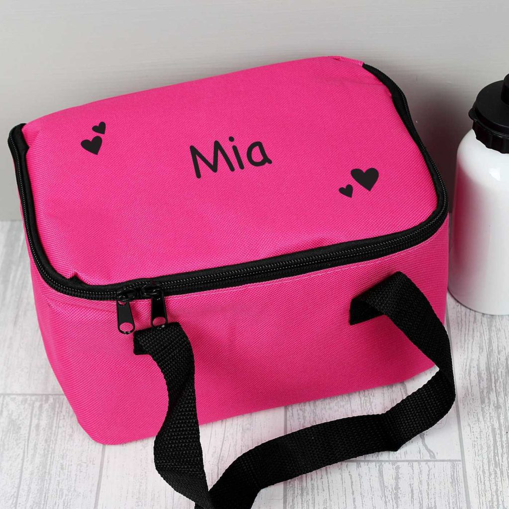 Black Hearts Pink Lunch Bag
