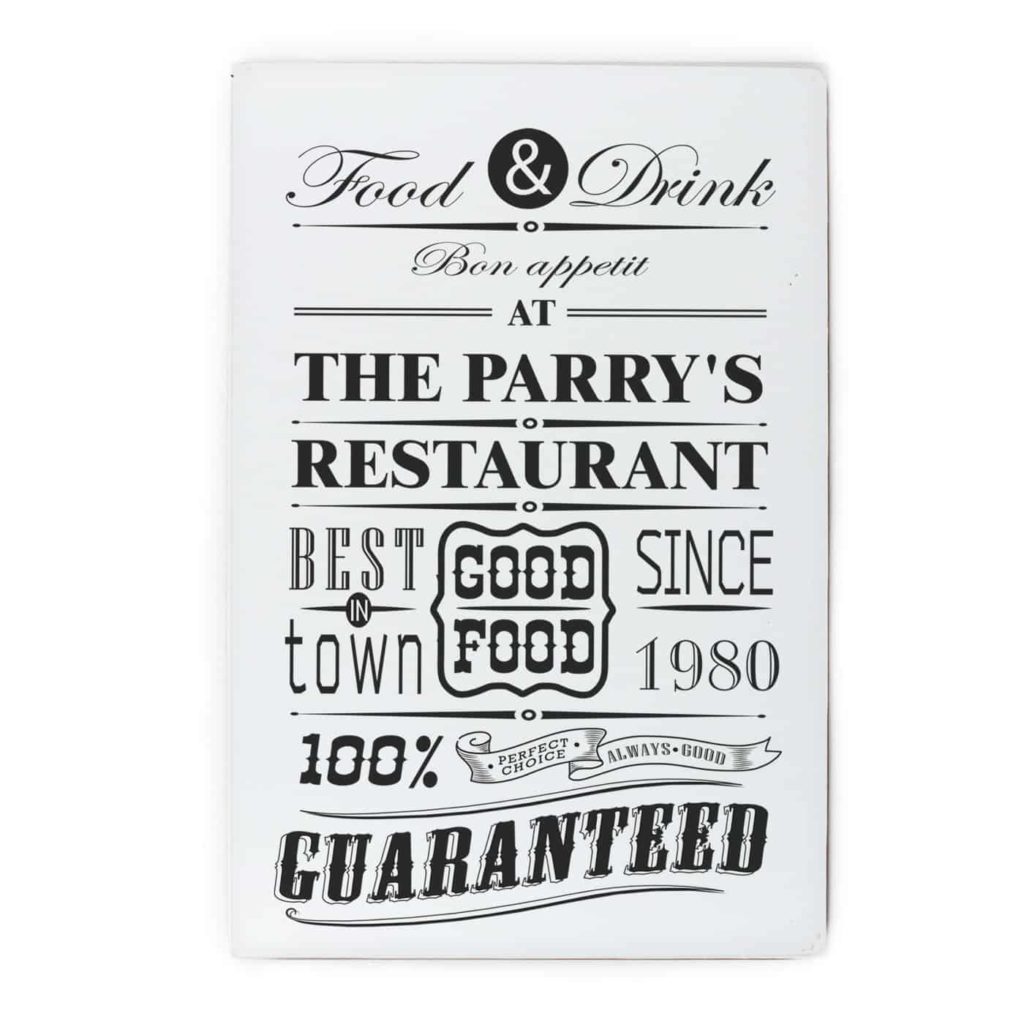 Food & Drink Restaurant Plaque