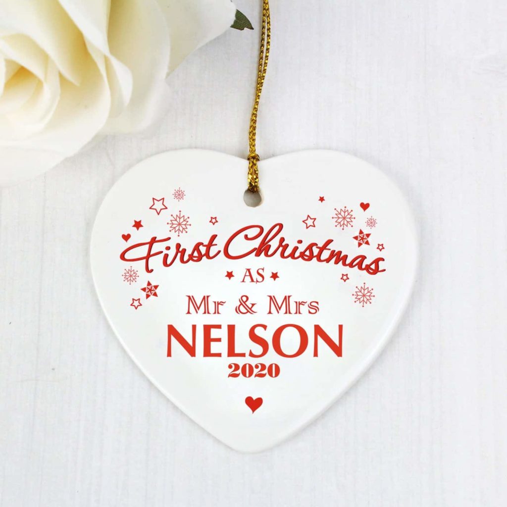 Our First Christmas' Ceramic Heart Decoration