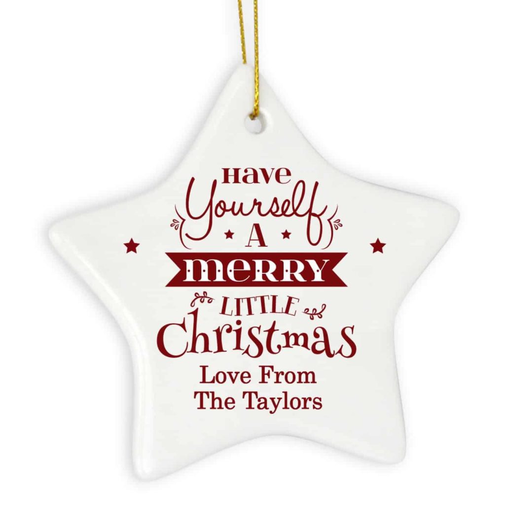 Merry Little Christmas Ceramic Star Decoration