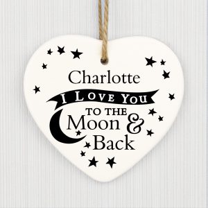 To the Moon and Back... Ceramic Heart Decoration