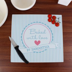 Baked With Love Glass Chopping Board