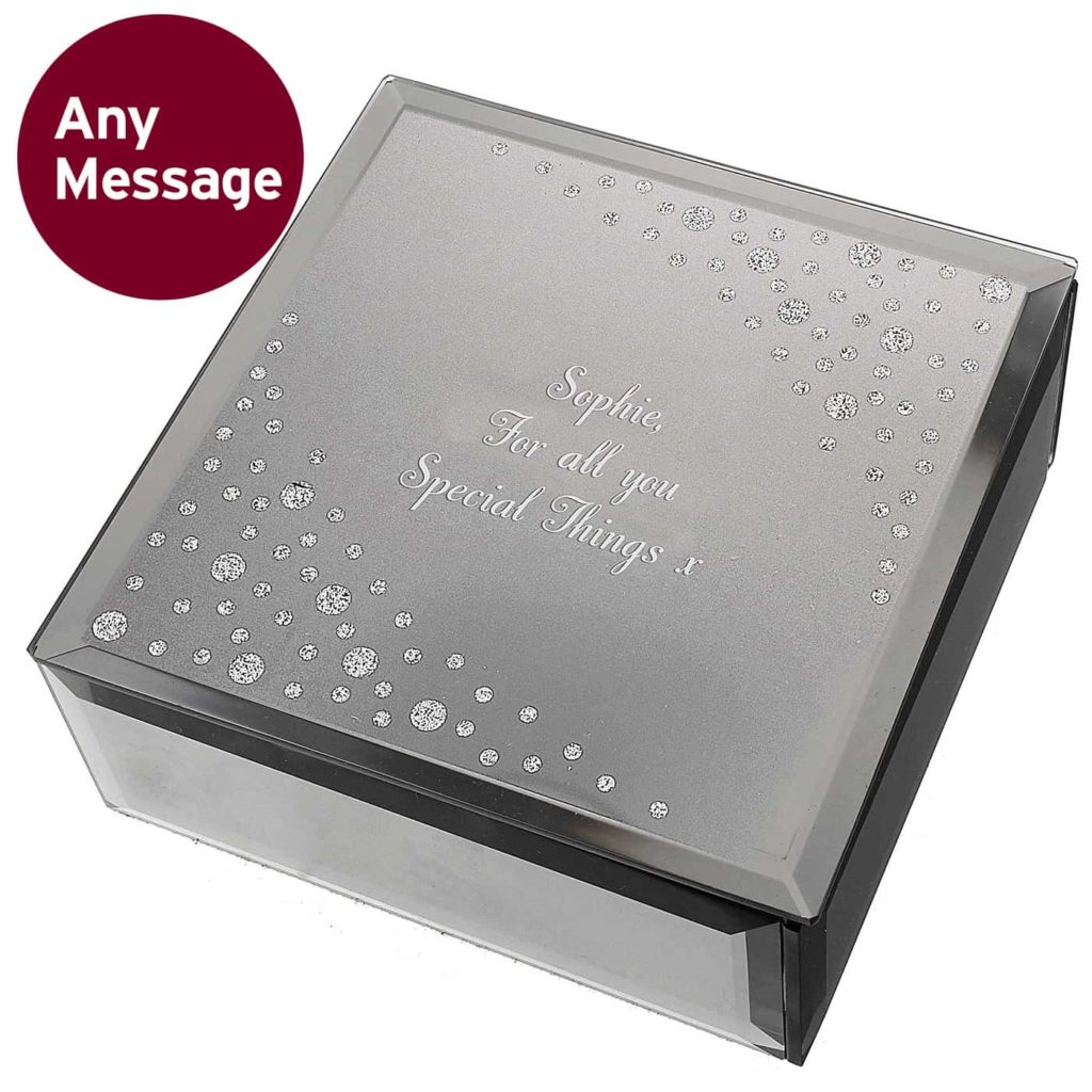 Any Message Diamante Glass Trinket Box